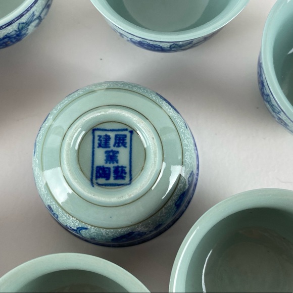 Vintage Handpainted Asian Tea set with Six small cups Milk pitcher and Sugarbowl - Picture 9 of 15
